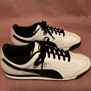 Men’s Puma Roma Athletic Shoes Size 10.5M White/Black Leather